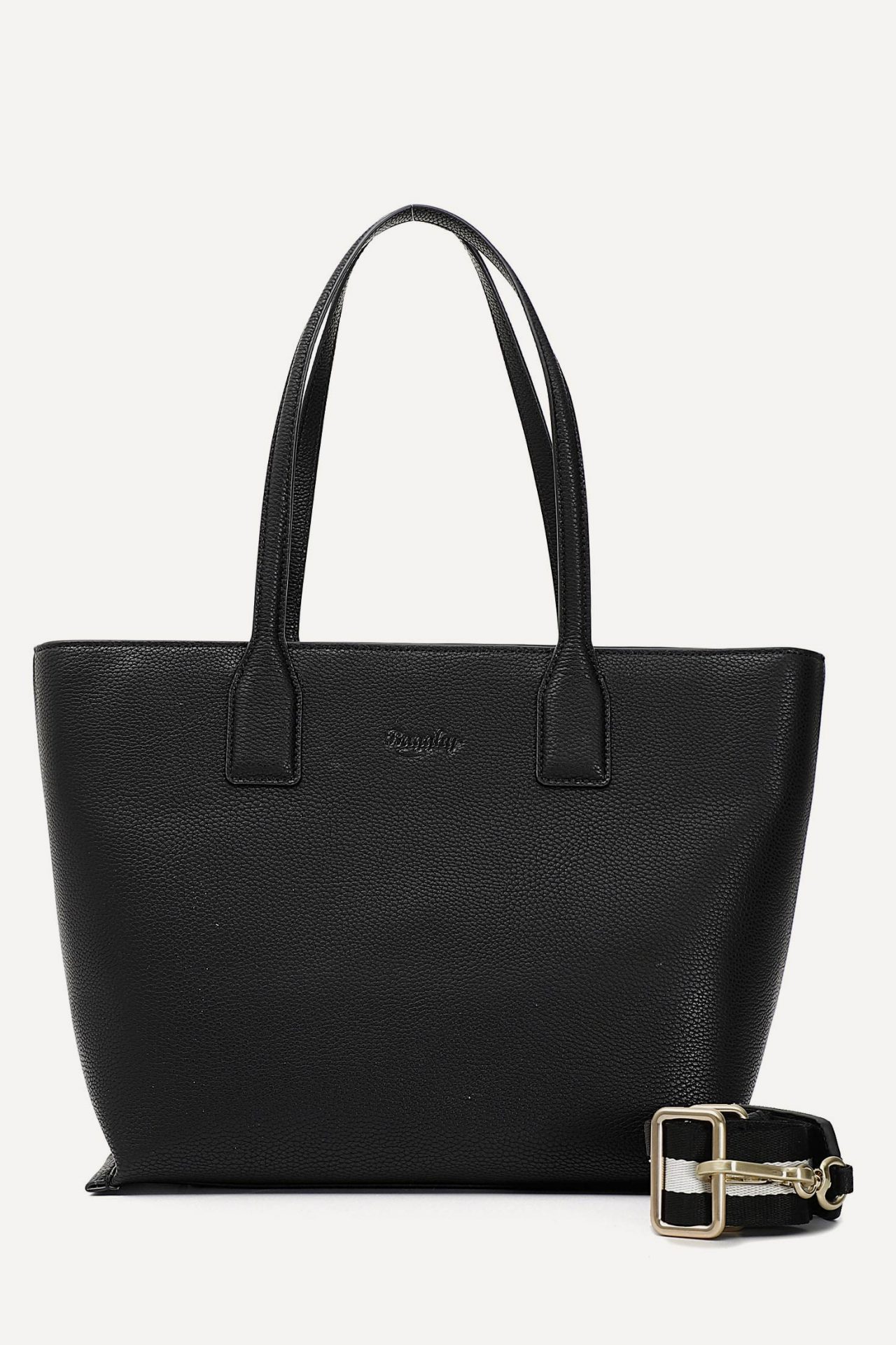 Borsa donna Roby Maxi bag Bagghy nera con inserto in catena